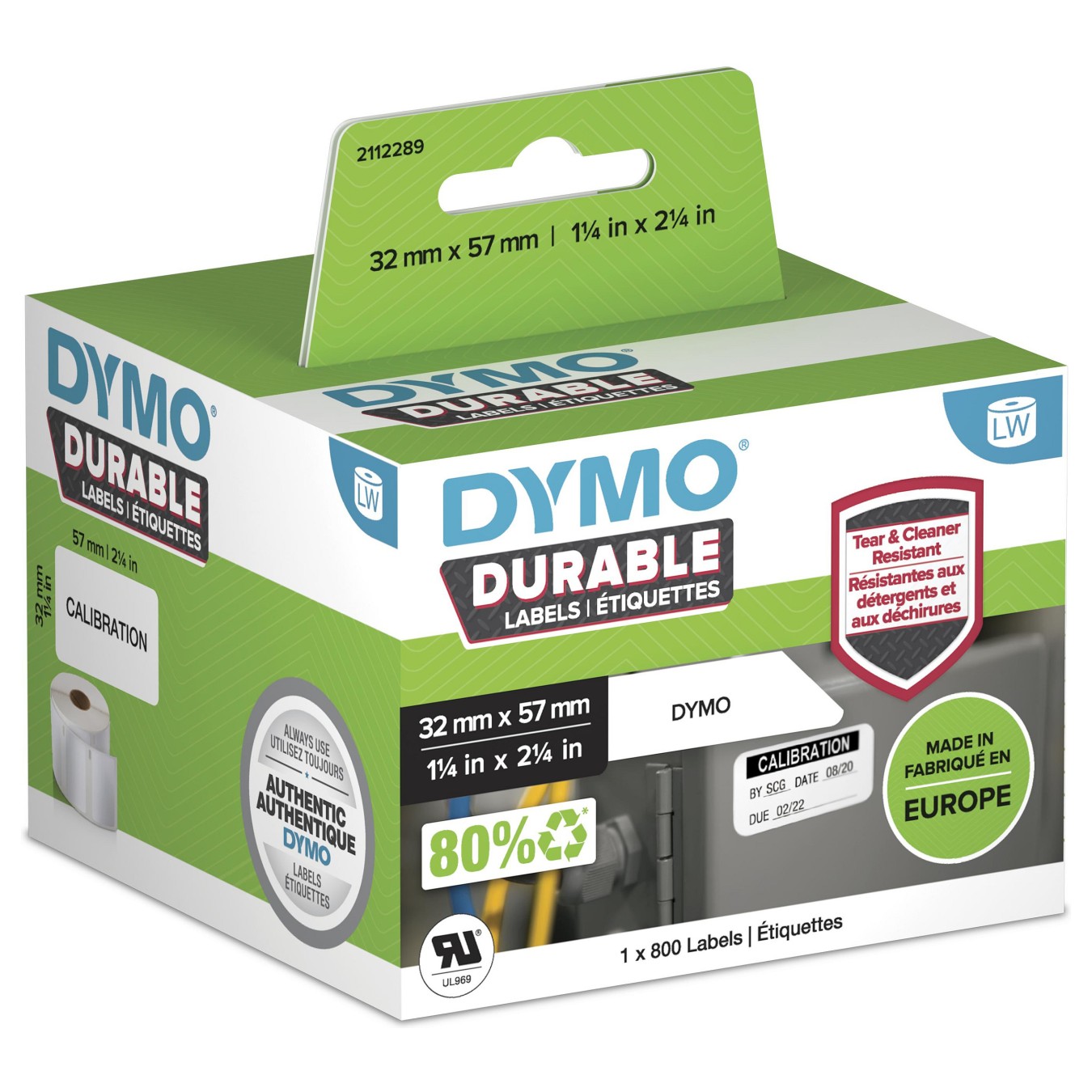 Buy DYMO Original Hochleistung Etikett für LabelWriterTM, Kunststoff - weiss - permanent haftend, widerstandsfähig, 1 x 8... in 