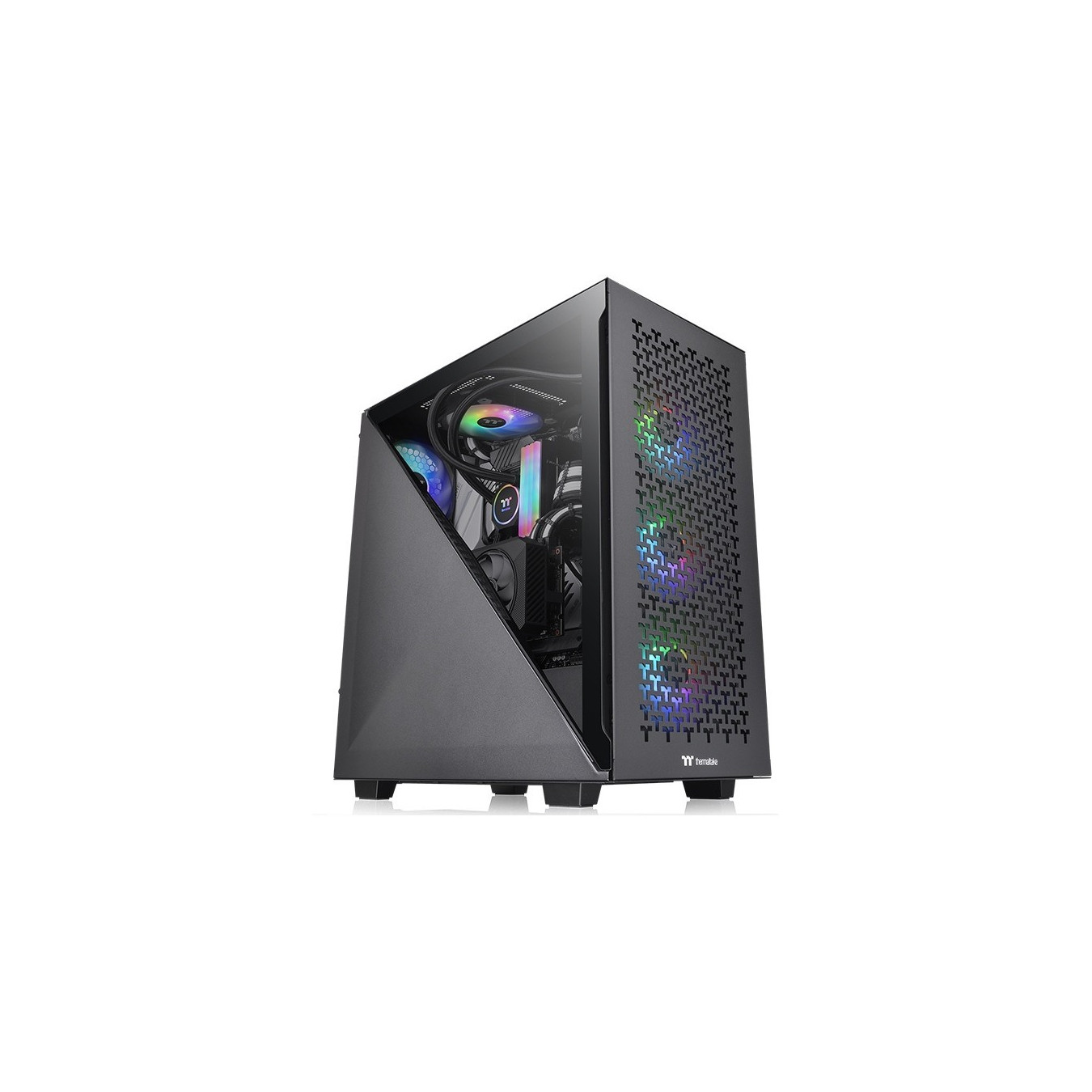 Thermaltake Divider 300 TG Air - Mid Tower PC Case, Black, Tempered Glass, ATX/mATX/Mini-ITX, USB-C