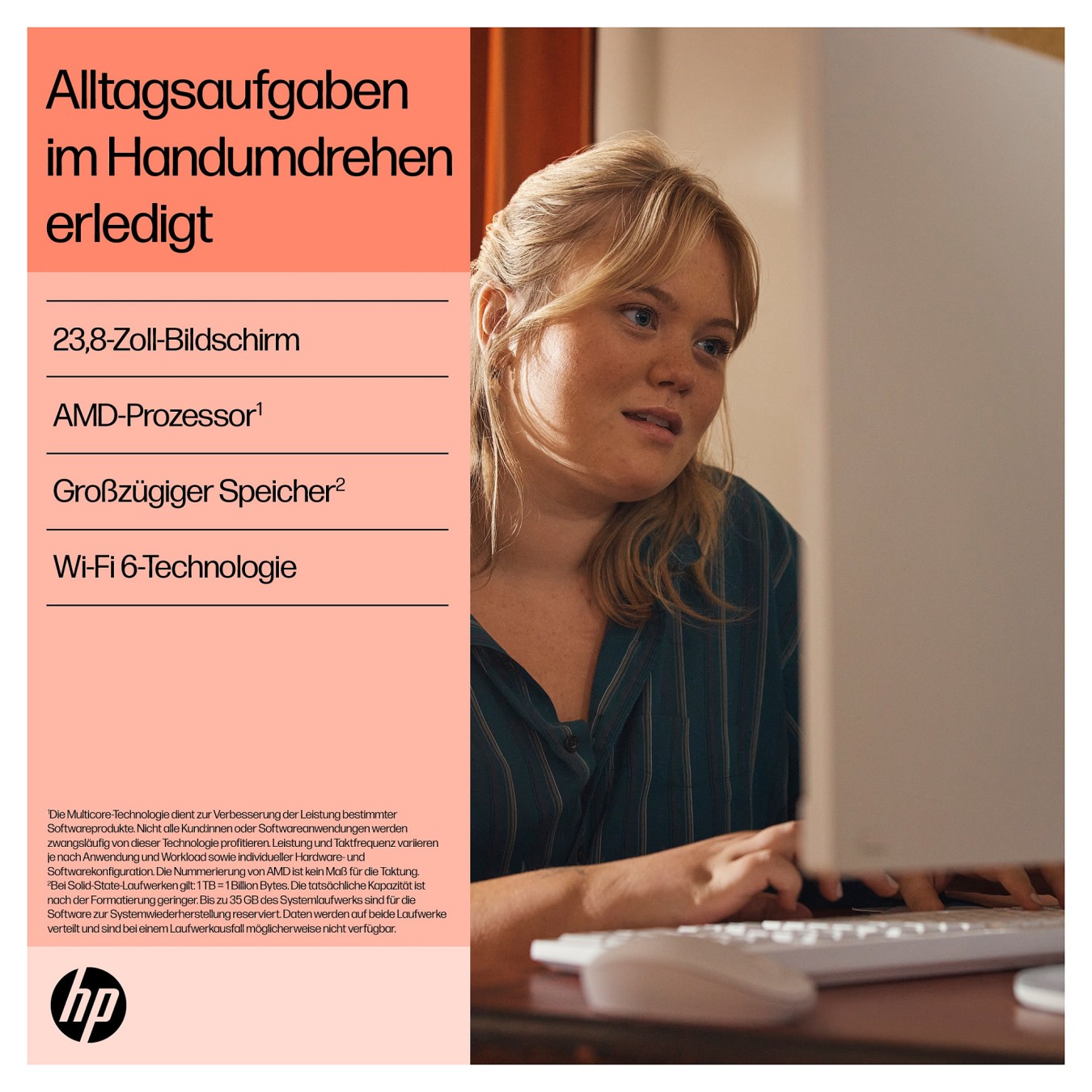 Buy AIO HP All-in-One PC 24-cr0109ng 23,8 RYZ5 7520U 16GB 512SSD W11 Home in Cyprus, Nicosia, Limassol, Larnaka, Pafos