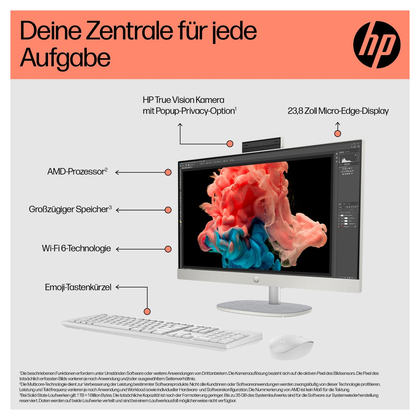 Buy AIO HP All-in-One PC 24-cr0109ng 23,8 RYZ5 7520U 16GB 512SSD W11 Home in Cyprus, Nicosia, Limassol, Larnaka, Pafos