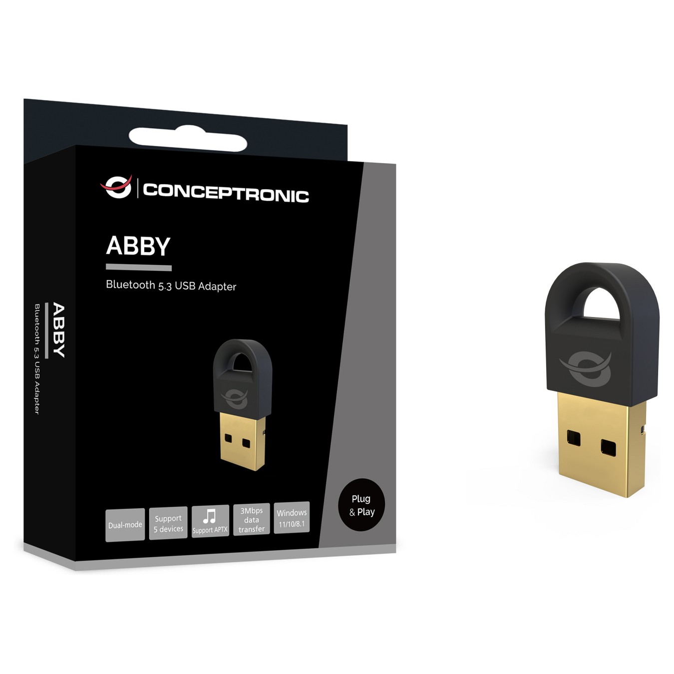 Buy CONCEPTRONIC Bluetooth5.3 Adapter USB 20m schwarz in Cyprus, Nicosia, Limassol, Larnaka, Pafos