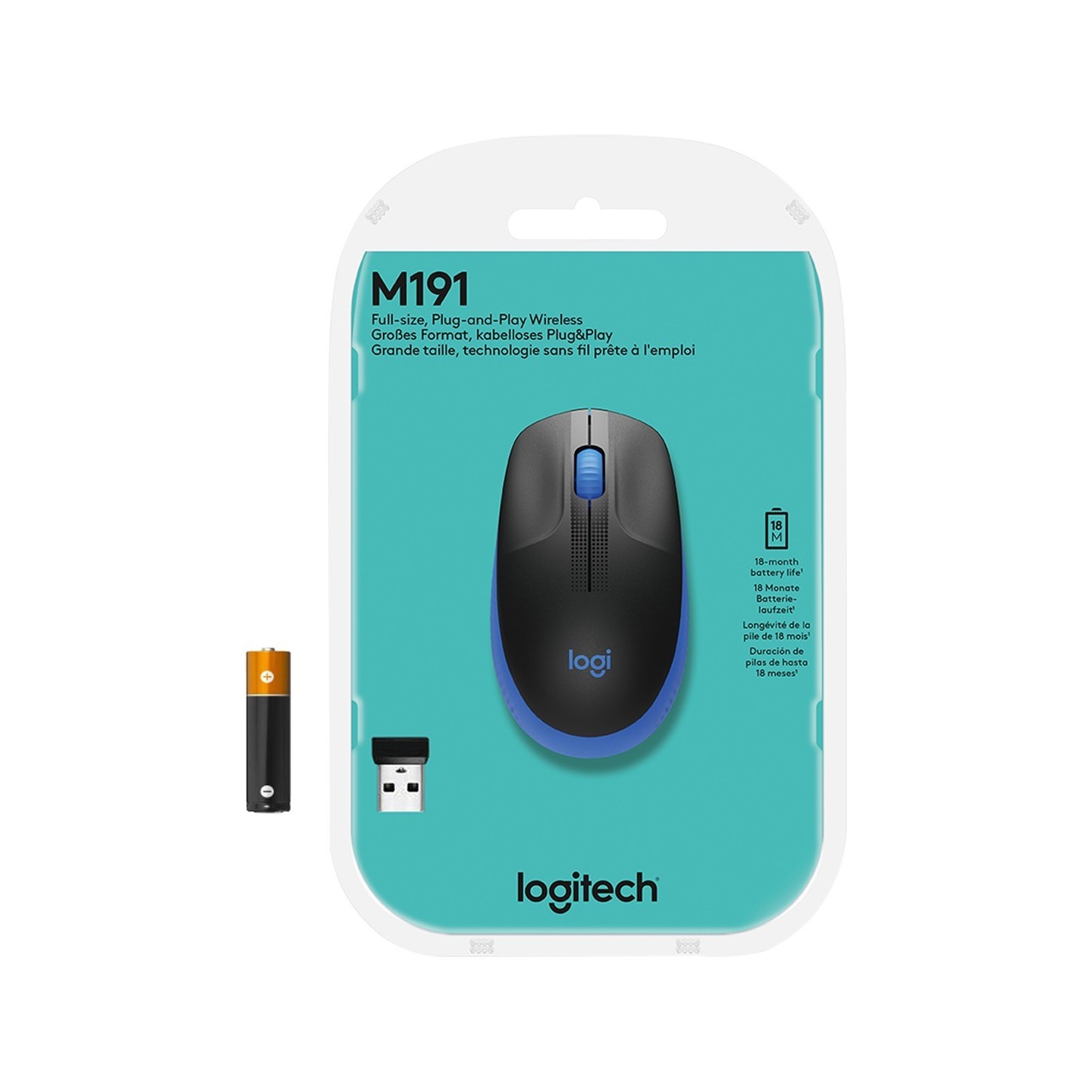 Logitech M190 Full-Size Ambidextrous Wireless Mouse 1000 DPI Blue (Boxed) — Buy in Cyprus with Fast Delivery