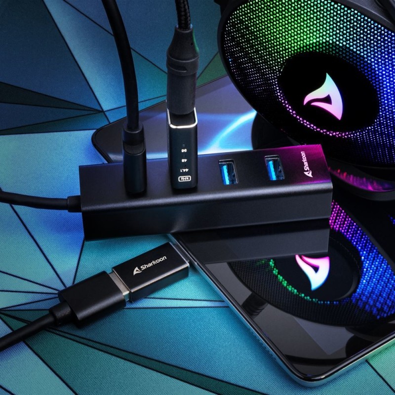 Buy Sharkoon 4-Port USB 3.2 Gen 1 Aluminum Hub - 4044951037582 - Type-C to 4× U... in Cyprus, Nicosia, Limassol, Larnaka, Pafos