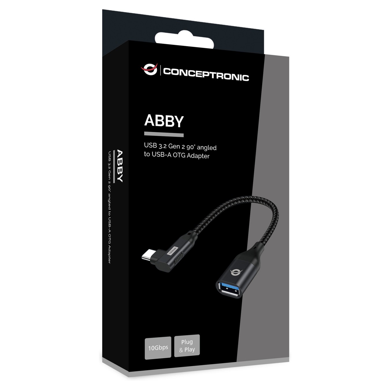 Buy CONCEPTRONIC Adapter USB-C3.2 90°- to USB-A3.0 10Gbs 0.15m sw in Cyprus, Nicosia, Limassol, Larnaka, Pafos