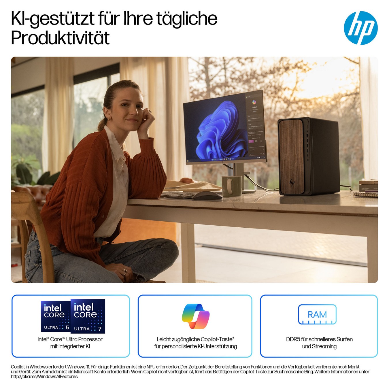 Buy HP OmniDesk AI M03-0057ng CU5 225 16GB 512SSD W11 Home Dark Wood in Cyprus, Nicosia, Limassol, Larnaka, Pafos