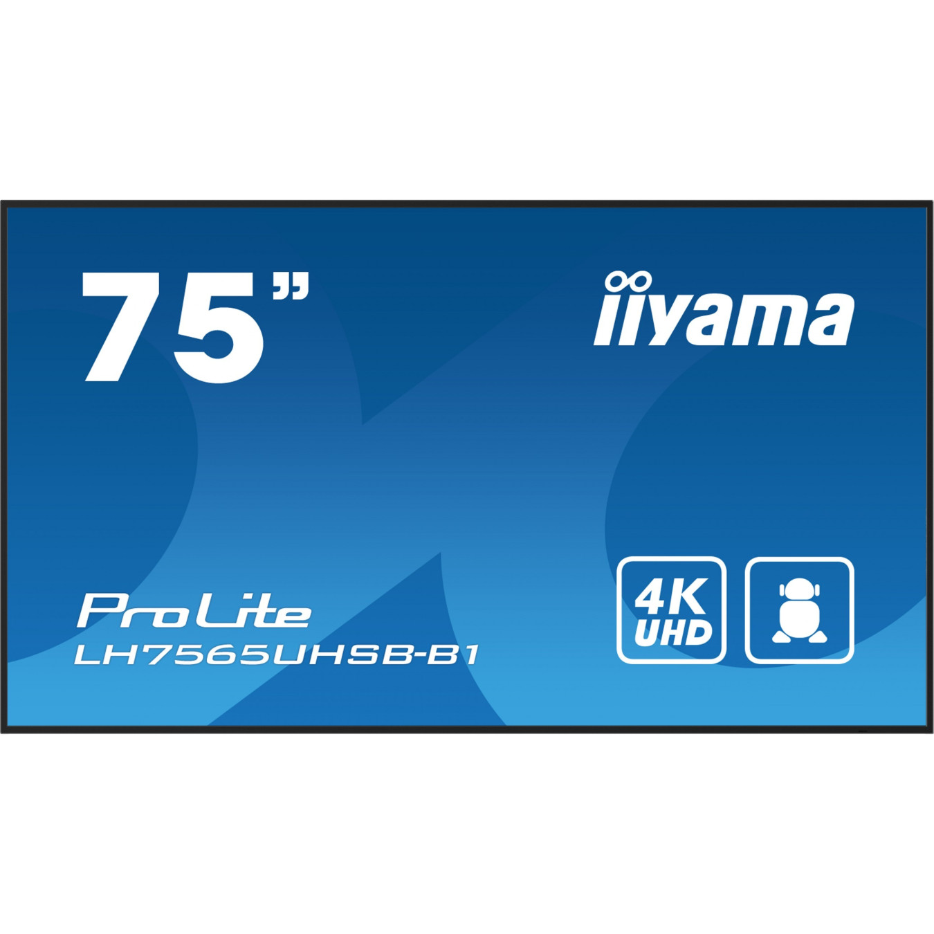 Iiyama ProLite LH7565UHSB-B1 - 75" 4K UHD Touch IPS Commercial Display, 800 cd/m², Android 11, WiFi, 2xHDMI+DP, Black