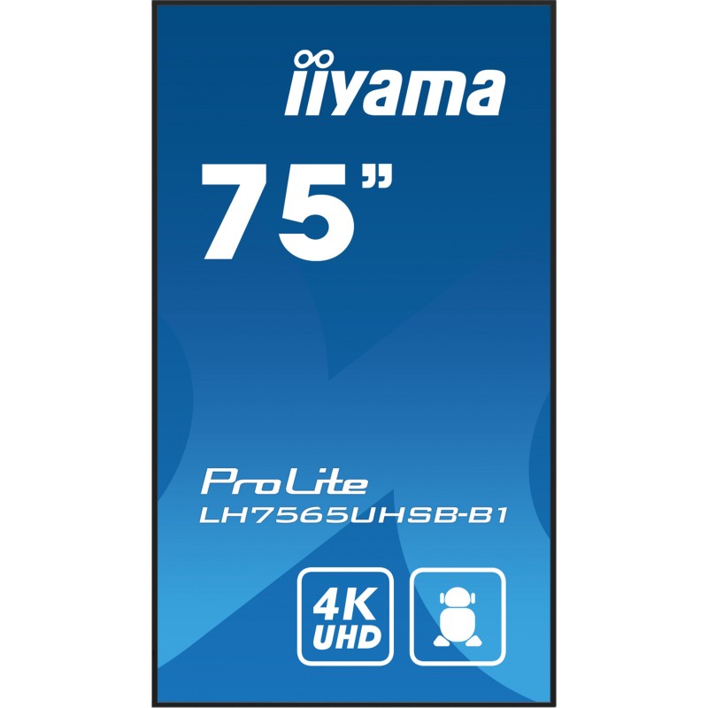 Buy Iiyama ProLite LH7565UHSB-B1 - 75" 4K UHD Touch IPS Commercial Display, 800 ... in Cyprus, Nicosia, Limassol, Larnaka, Pafos