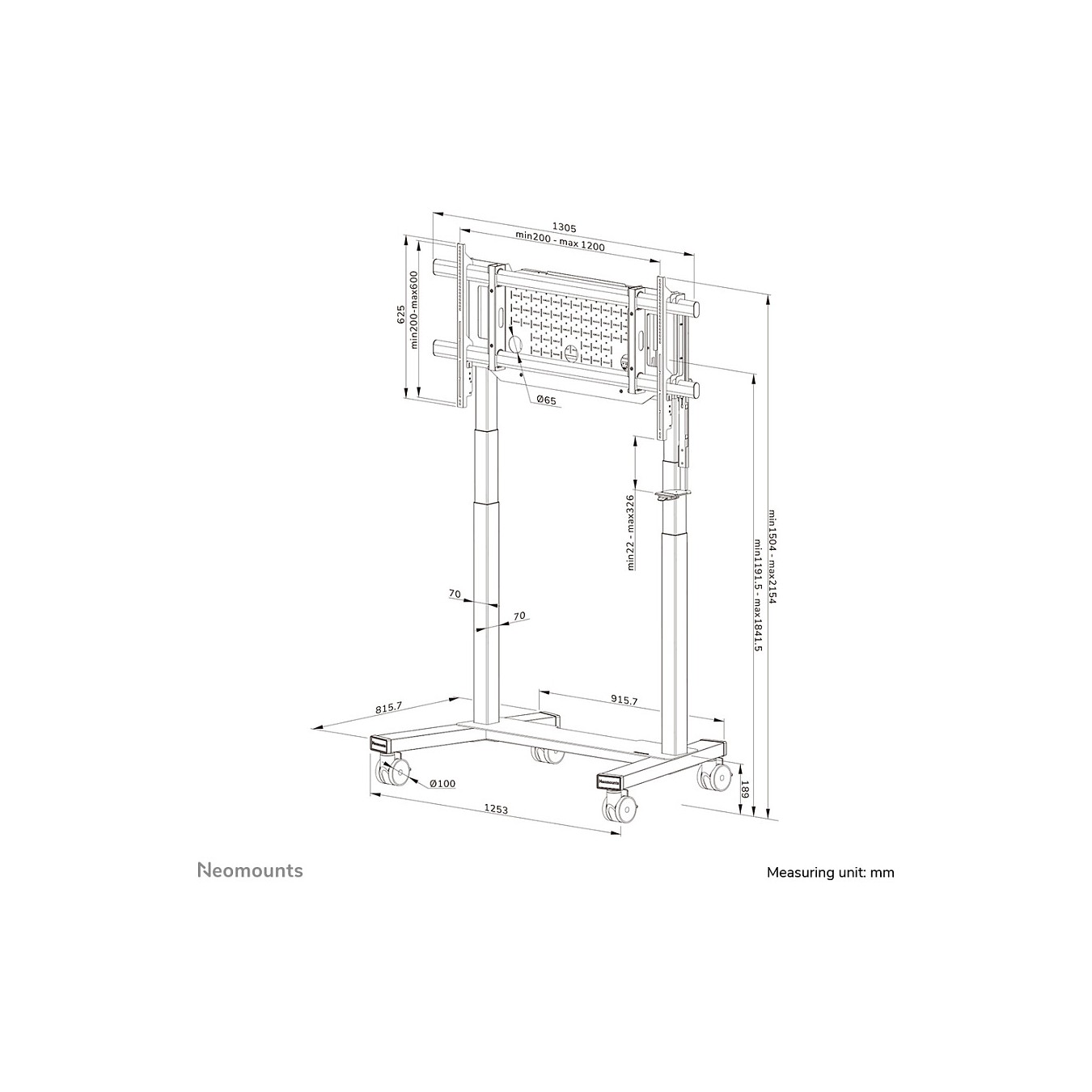 Buy Neomounts FL55-975BL1 MOVE Lift XL motorisierter Rollwagen in Cyprus, Nicosia, Limassol, Larnaka, Pafos