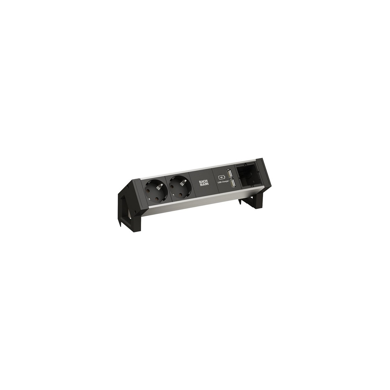 Buy BACHMANN DESK2 ALU BLACK 2x Schutzkontakt 1x USB-Charger 1x ABD GST18 in Cyprus, Nicosia, Limassol, Larnaka, Pafos