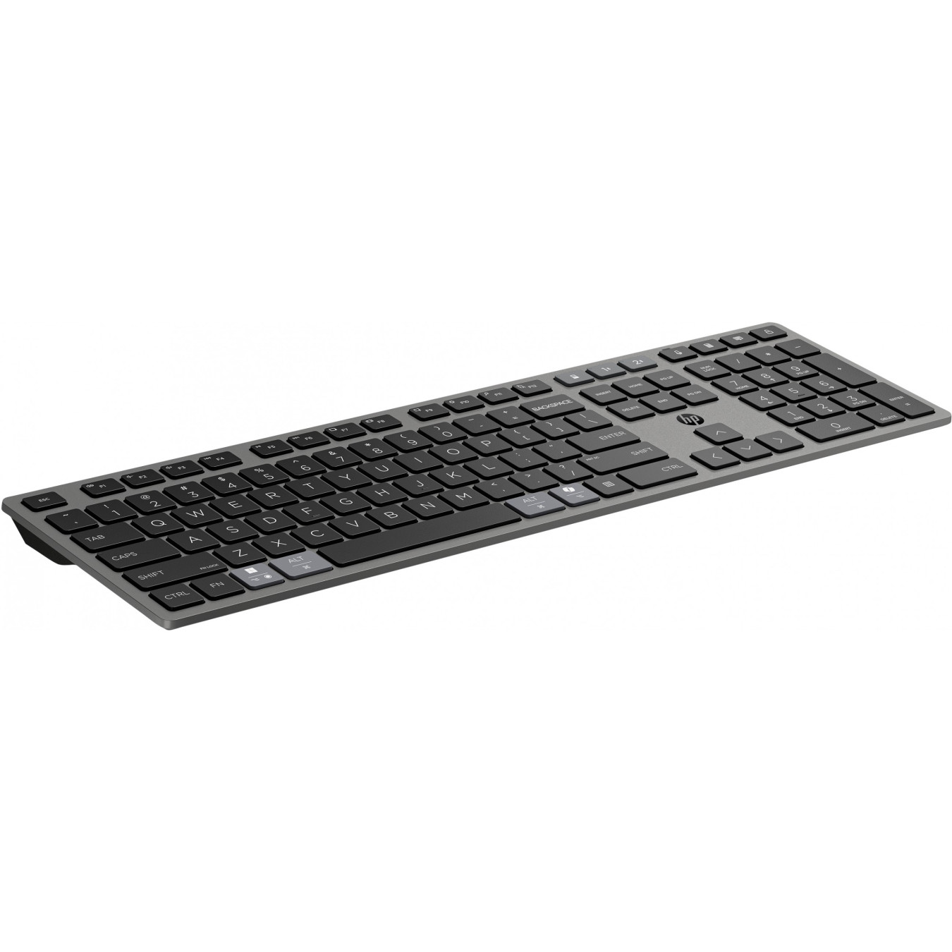 HP 725 - Rechargeable Wireless Full-Size Keyboard - Grey, RF 2.4GHz + Bluetooth, Built-in Battery