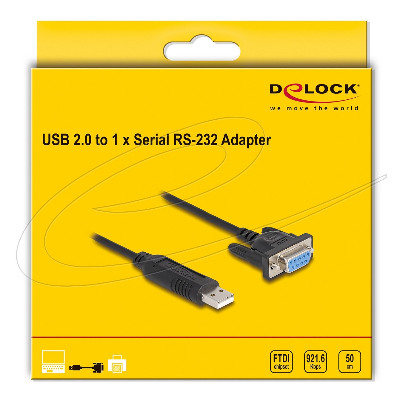 Buy Delock USB 2.0 zu Seriell RS-232 Adapter Sub-D 9 Buchse mit Schrauben kompaktem Steckergehäuse 50 cm FTDI in Cyprus, Nicosia