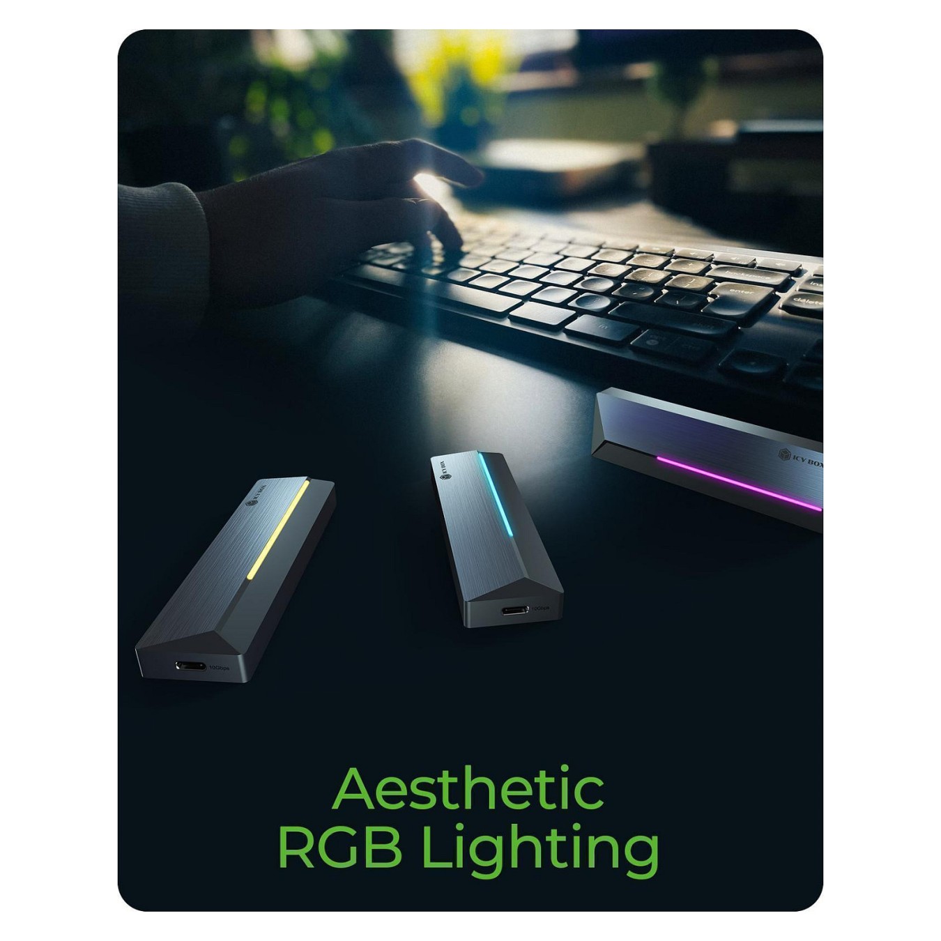 Buy ICY BOX M.2 NVMe & SATA enclosure, RGB lighting, USB 3.2 Gen 2, 10 Gbps in Cyprus, Nicosia, Limassol, Larnaka, Pafos