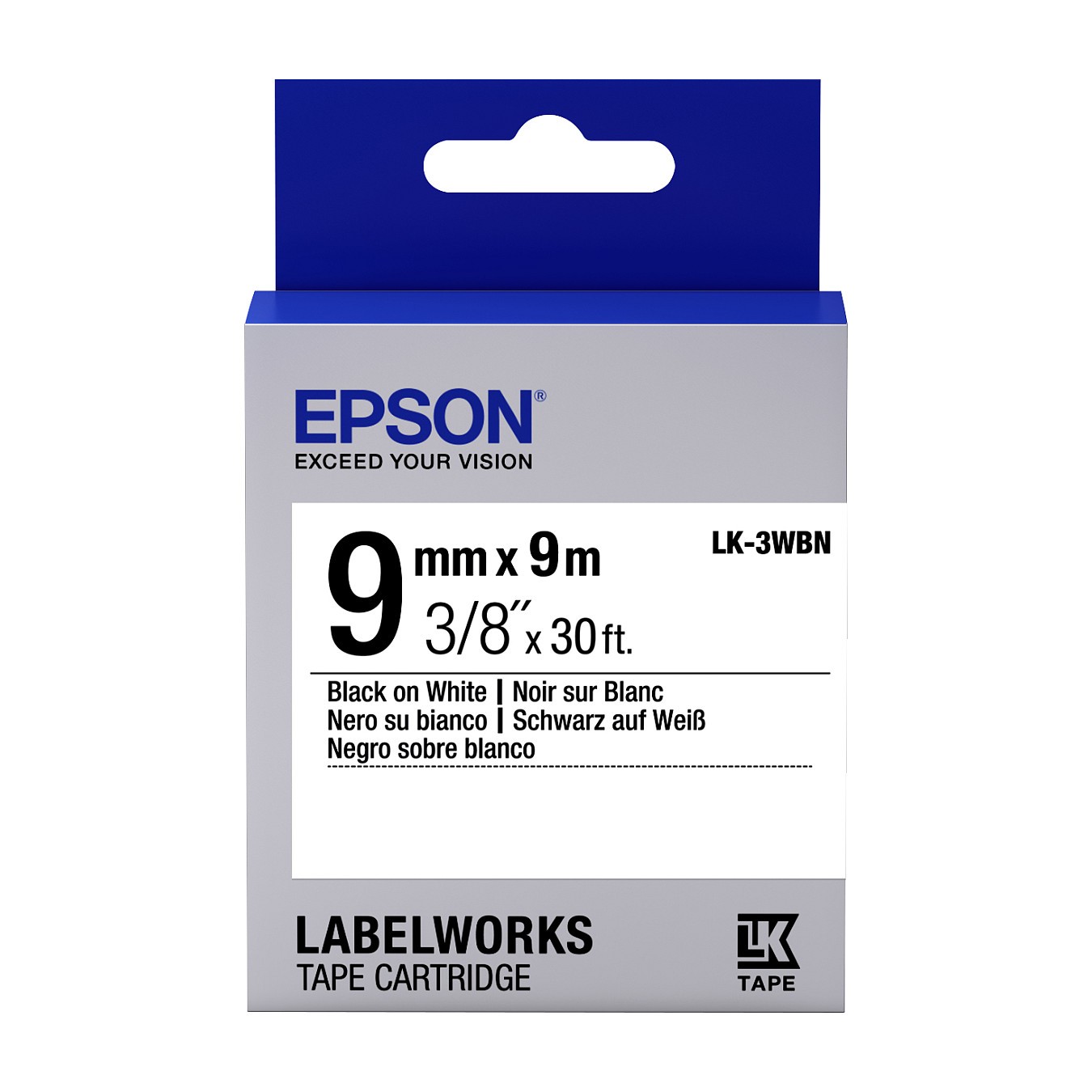 Buy Epson Etikettenkassette LK-3WBN - Standard - schwarz auf weiß - 9mmx9m in Cyprus, Nicosia, Limassol, Larnaka, Pafos