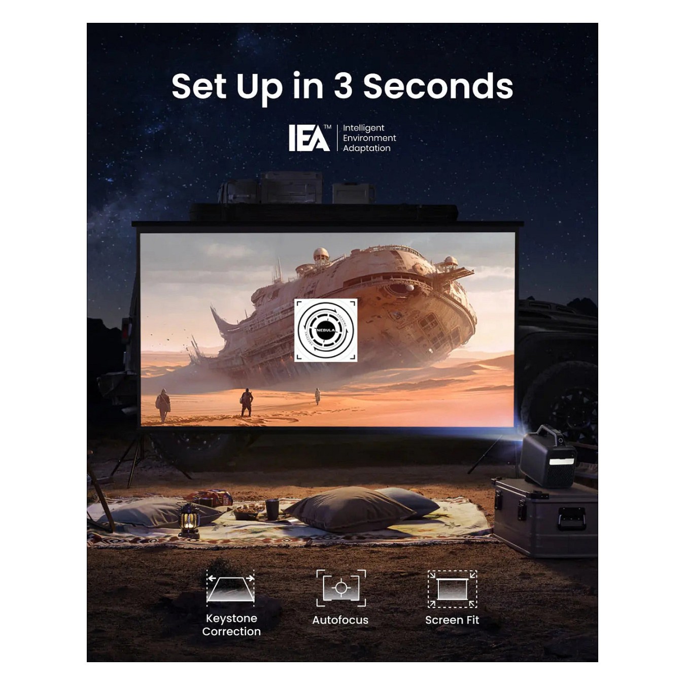 Buy (1920x1080) Anker Nebula Mars 3 DLP LED 1000-Lumen 16:9 HDMI USB Android TV Bluetooth Speaker Full HD Black in Cyprus, Nicos
