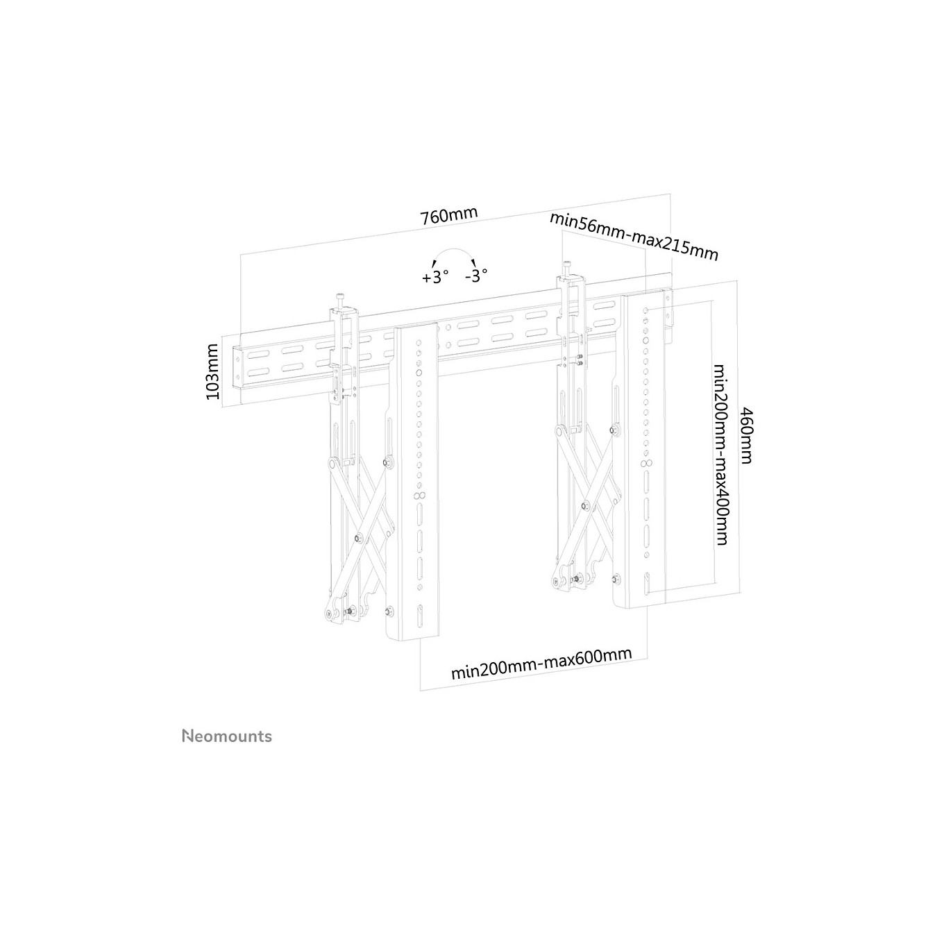Buy NEOMOUNTS VW1000 Videowall Wandhalterung Fix 81,28-190,5cm 32-75Zoll max 50kg VESA bis 600x400 Abstand zur Wand 5-20c... in 