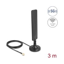 Buy Delock 5G LTE Antenne SMA Stecker 3 dBi omnidirektional mit Anschlusskabel RG-174 3 m mit Kippgelenk mit magnetischem... in 