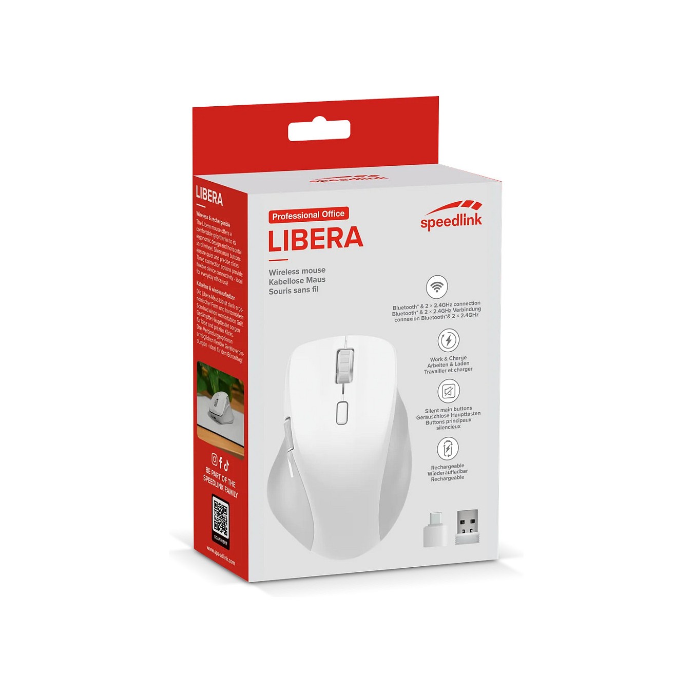 Buy Speedlink LIBERA Rechargeable Mouse Wireless BT Silent white in Cyprus, Nicosia, Limassol, Larnaka, Pafos