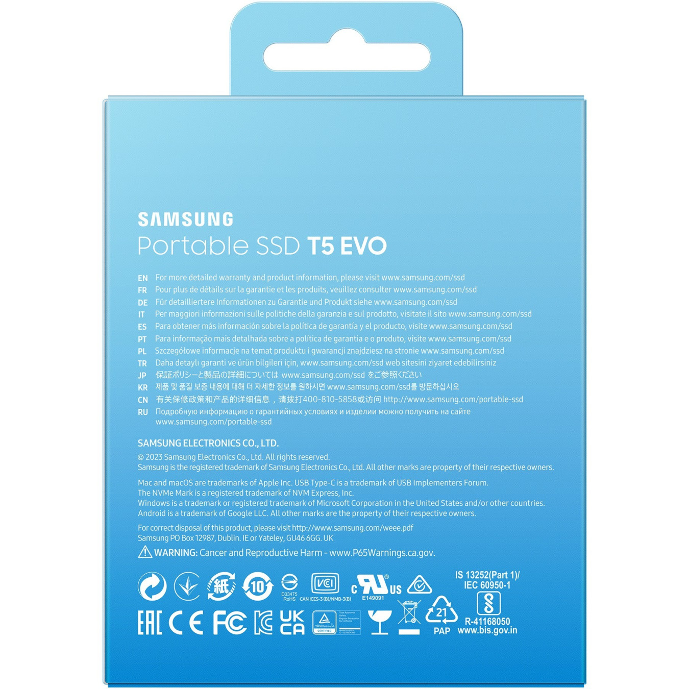 Samsung Portable T5 EVO - MU-PH8T0S - 8TB USB 3.2 Gen1 Portable SSD, Black, 460 MB/s, Hardware Encryption