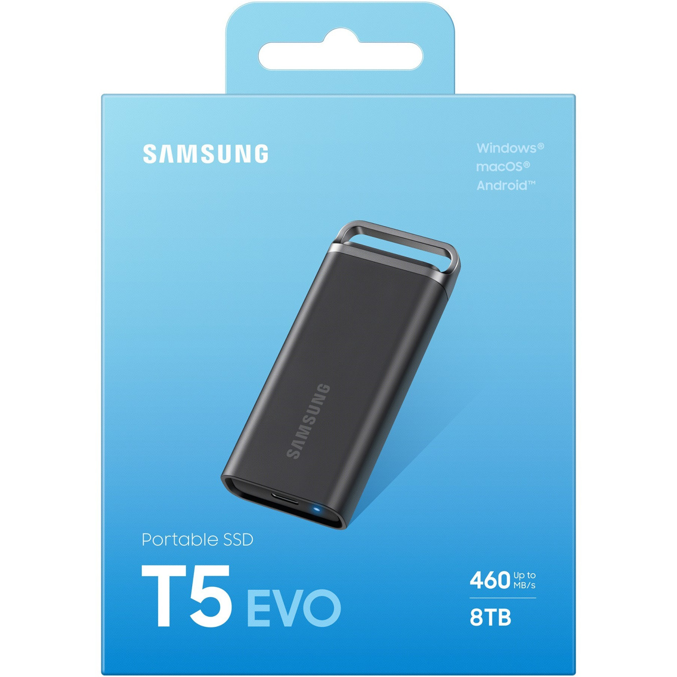Samsung Portable T5 EVO - MU-PH8T0S - 8TB USB 3.2 Gen1 Portable SSD, Black, 460 MB/s, Hardware Encryption