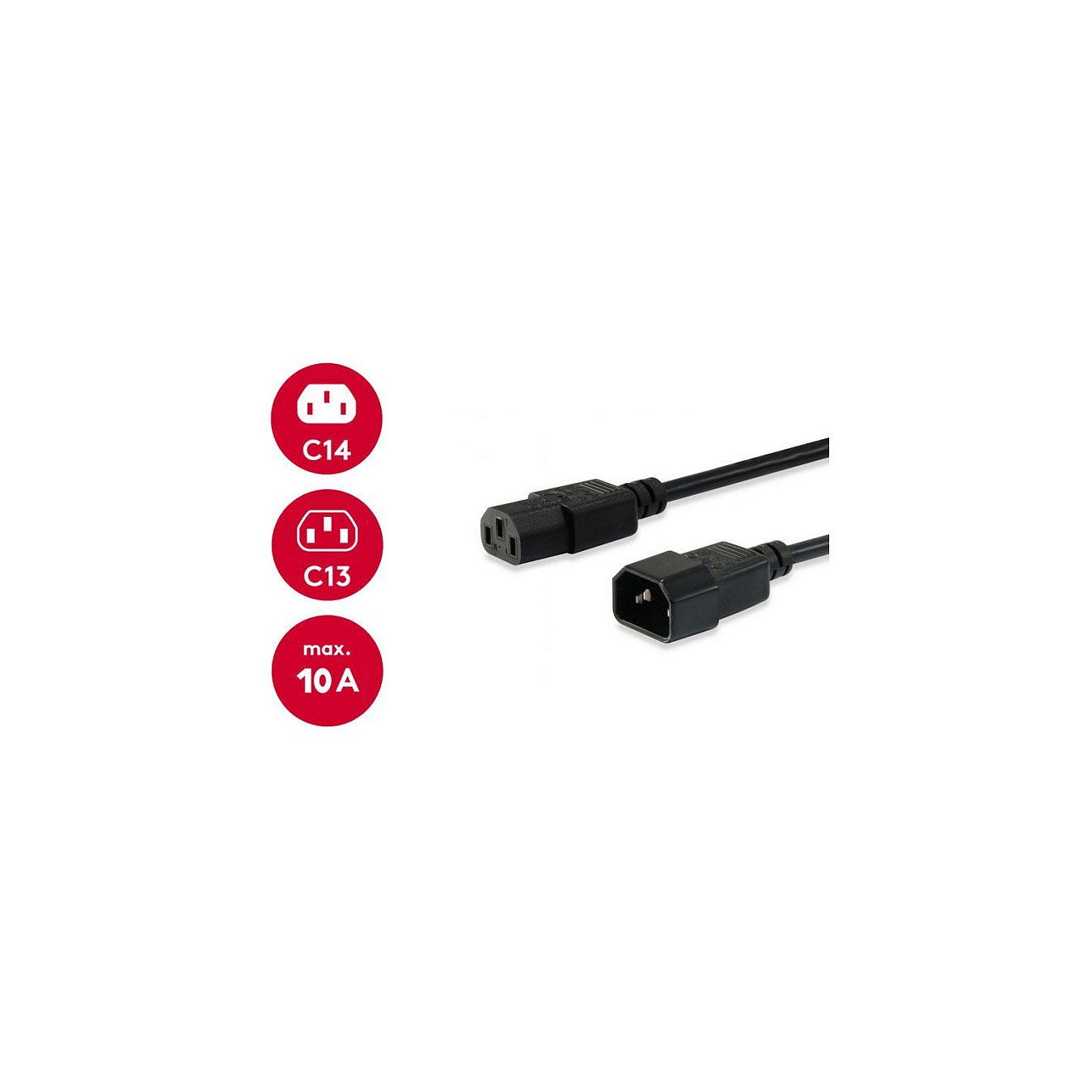 Buy Equip Kaltgeräteverl.-Kabel IEC C14 - to IEC C13 St Bu 3m sw in Cyprus, Nicosia, Limassol, Larnaka, Pafos