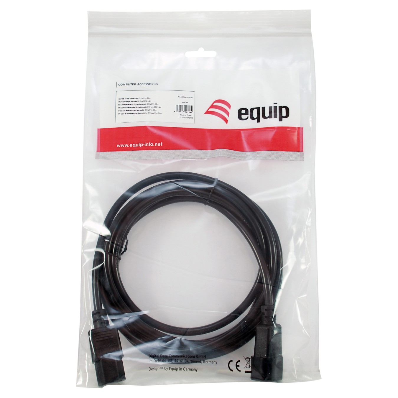 Buy Equip Kaltgeräteverl.-Kabel IEC C14 - to IEC C13 St Bu 3m sw in Cyprus, Nicosia, Limassol, Larnaka, Pafos
