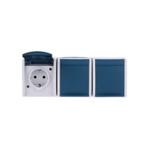 Buy BUSCH JAEGER BJ 2300 3EW-53 Steckdose m.Klappdeckel waagerecht 3f ocean IP44 grau blau in Cyprus, Nicosia, Limassol, Larnaka