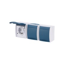 Buy BUSCH JAEGER BJ 2300 3EW-53 Steckdose m.Klappdeckel waagerecht 3f ocean IP44 grau blau in Cyprus, Nicosia, Limassol, Larnaka