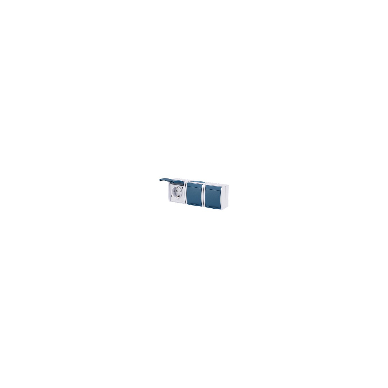 Buy BUSCH JAEGER BJ 2300 3EW-53 Steckdose m.Klappdeckel waagerecht 3f ocean IP44 grau blau in Cyprus, Nicosia, Limassol, Larnaka
