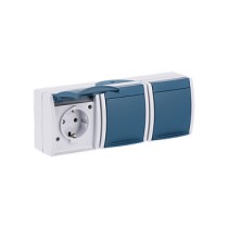Buy BUSCH JAEGER BJ 2300 3EW-53 Steckdose m.Klappdeckel waagerecht 3f ocean IP44 grau blau in Cyprus, Nicosia, Limassol, Larnaka