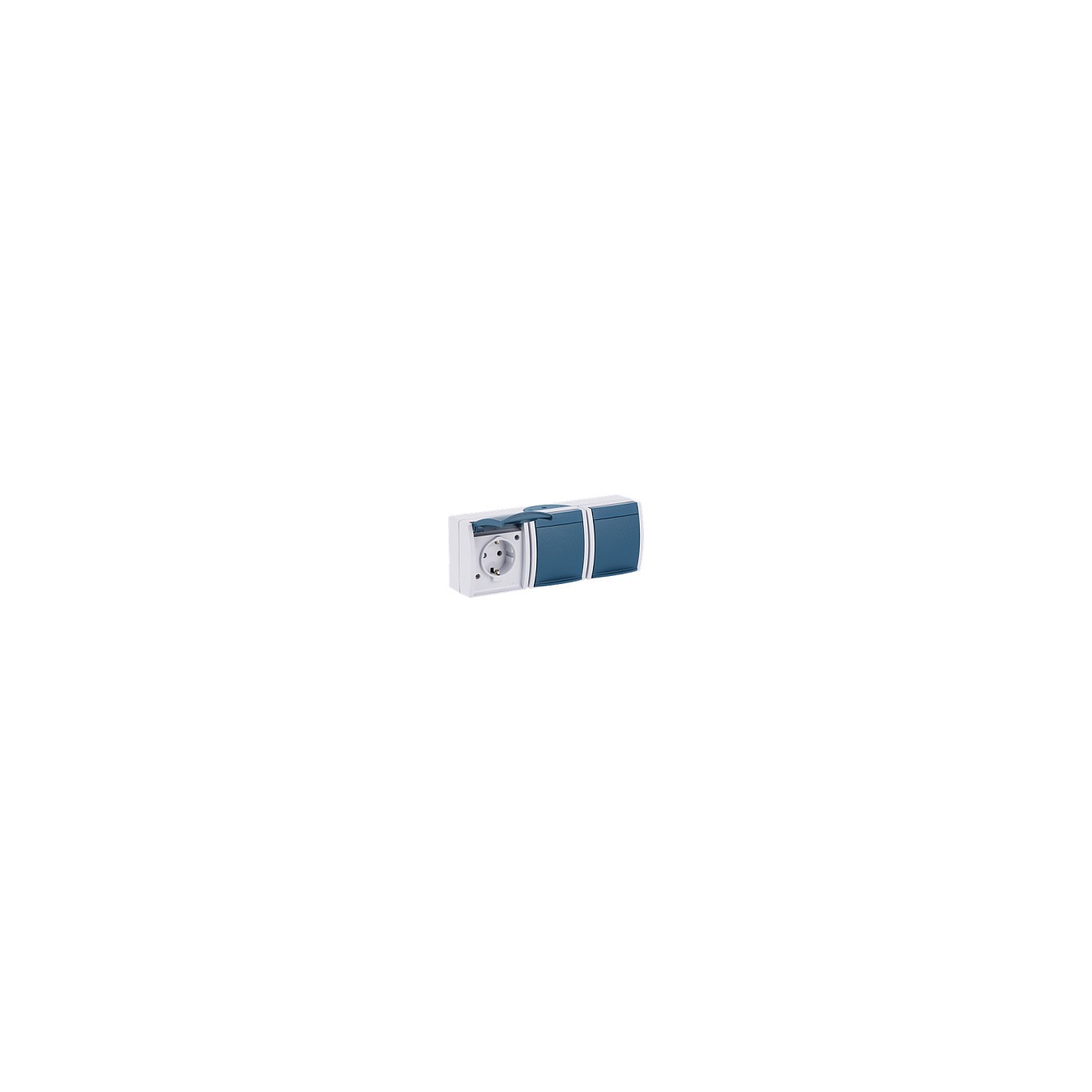Buy BUSCH JAEGER BJ 2300 3EW-53 Steckdose m.Klappdeckel waagerecht 3f ocean IP44 grau blau in Cyprus, Nicosia, Limassol, Larnaka