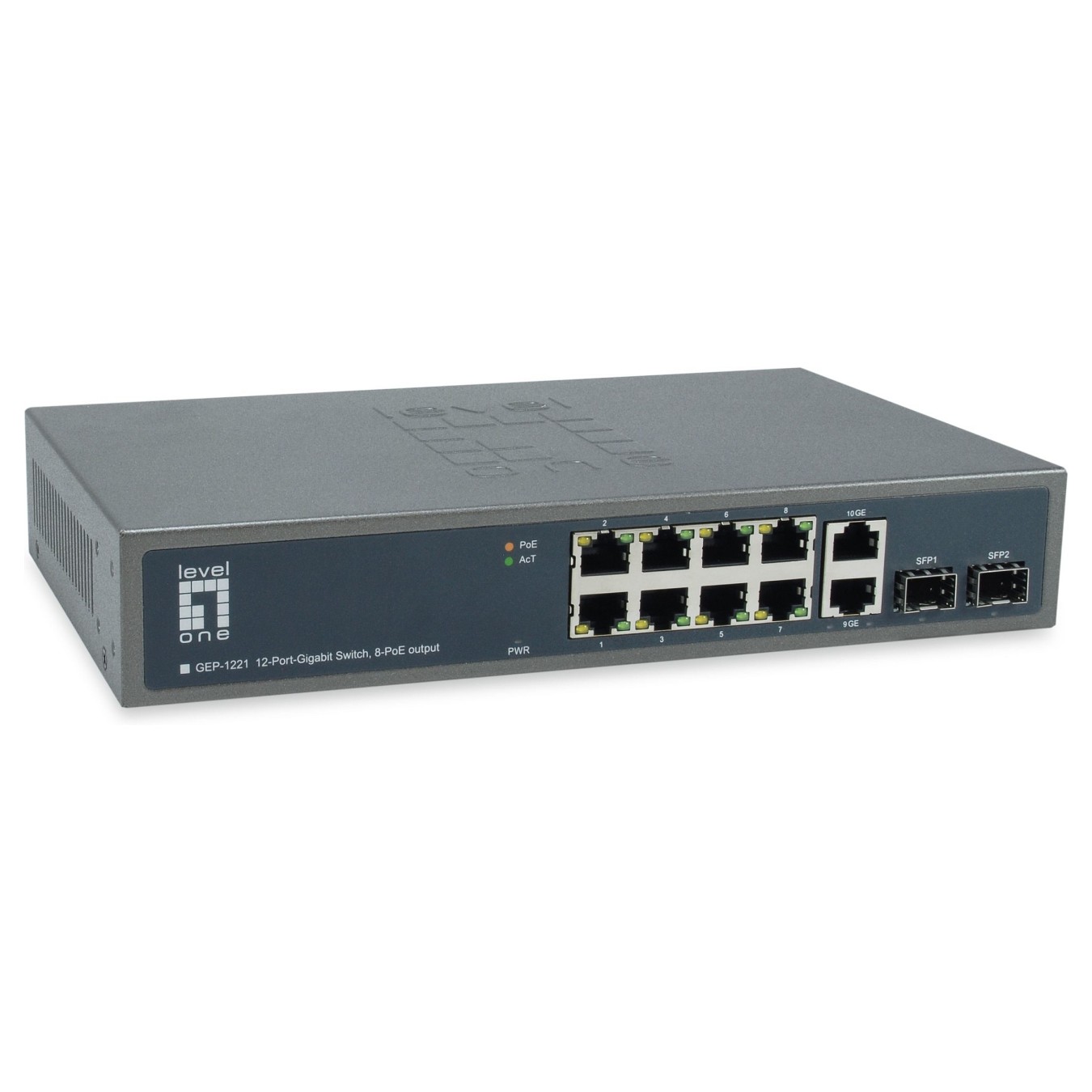 Buy Switch 10x GE GEP-1221 2xGSFP 19' 150W 8xPoE+ in Cyprus, Nicosia, Limassol, Larnaka, Pafos