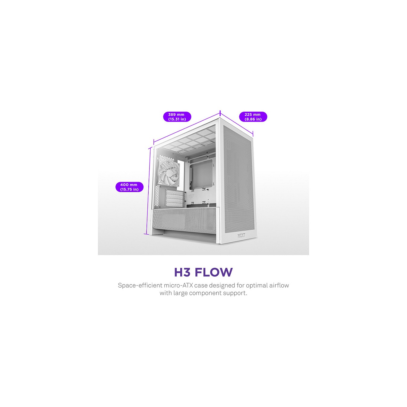 Buy NZXT H3 FLOW All White MidiTower CC-H31FW-01 in Cyprus, Nicosia, Limassol, Larnaka, Pafos