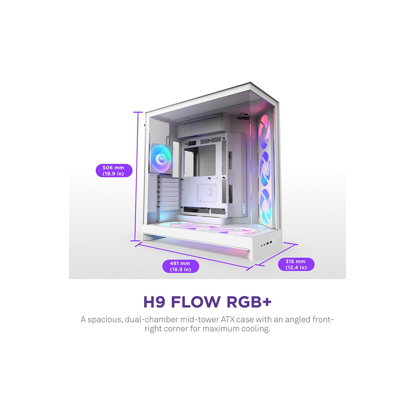 Buy NZXT H9 FLOW RGB All White MidiTower CM-H92FW-R1 in Cyprus, Nicosia, Limassol, Larnaka, Pafos