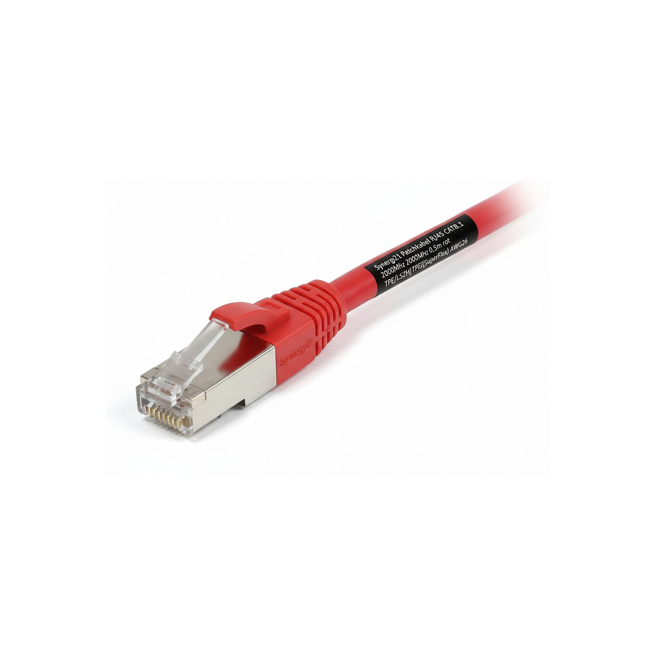 Buy Synergy21 Patchkabel RJ45, CAT8.1 2000Mhz, 0,5m, rot, S-STP(S FTP), TPE LSZH(SuperFlex), AWG26, in Cyprus, Nicosia, Limassol