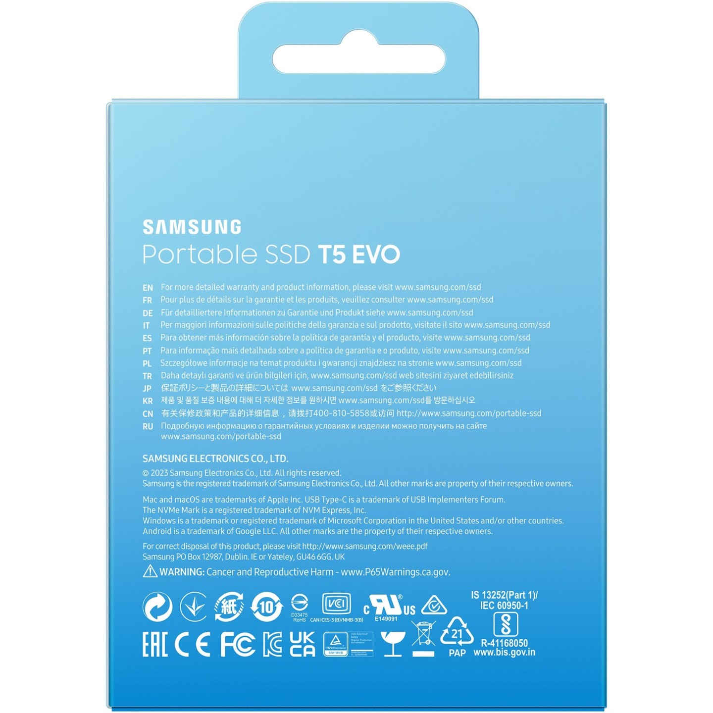 Samsung Portable SSD T5 EVO - MU-PH2T0S - 2TB, USB 3.2 Gen1 (460 MB/s), Black, Hardware Encryption