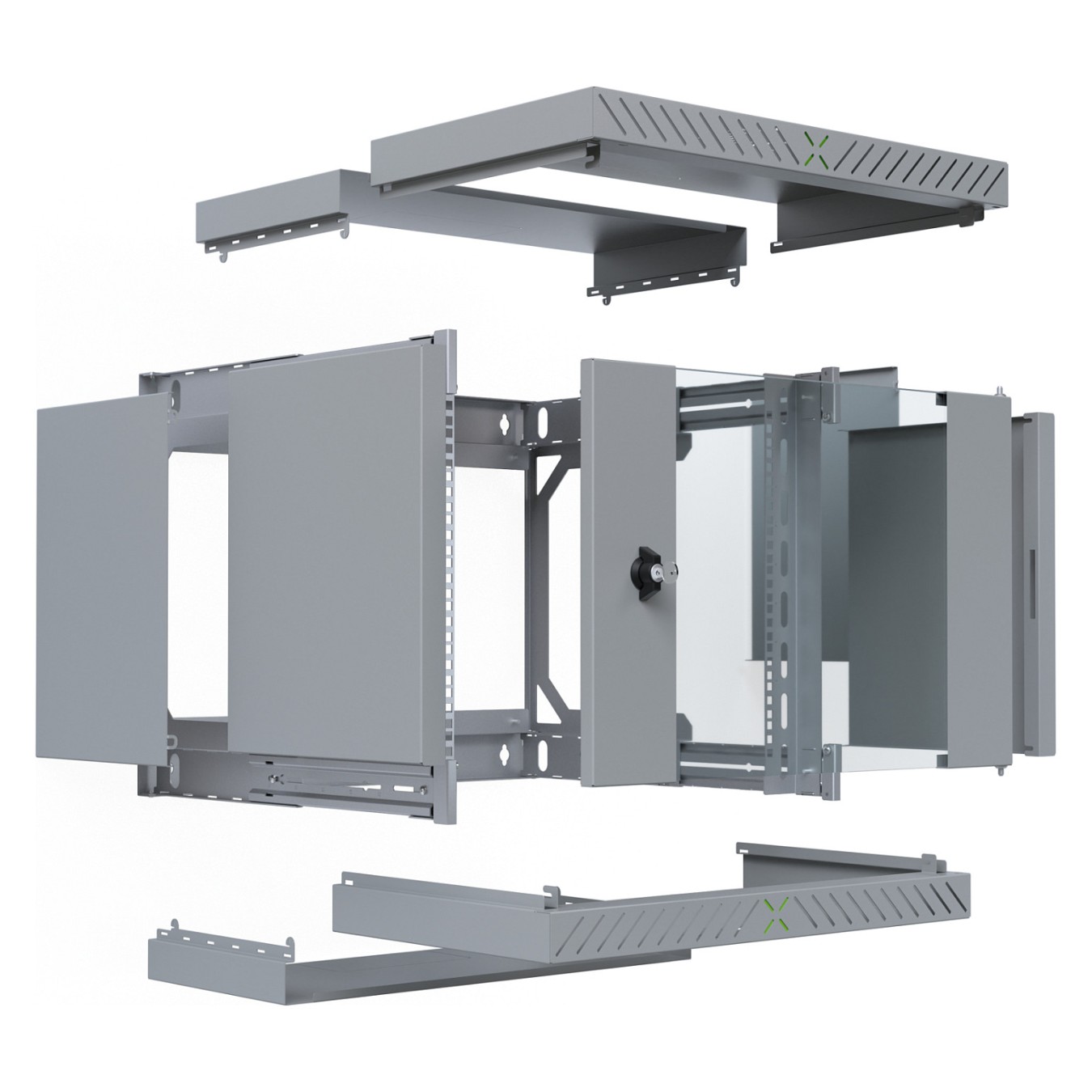 Buy 19' Wandgehäuse X-Rack mit Glastür 400-600mm 9HE grau in Cyprus, Nicosia, Limassol, Larnaka, Pafos