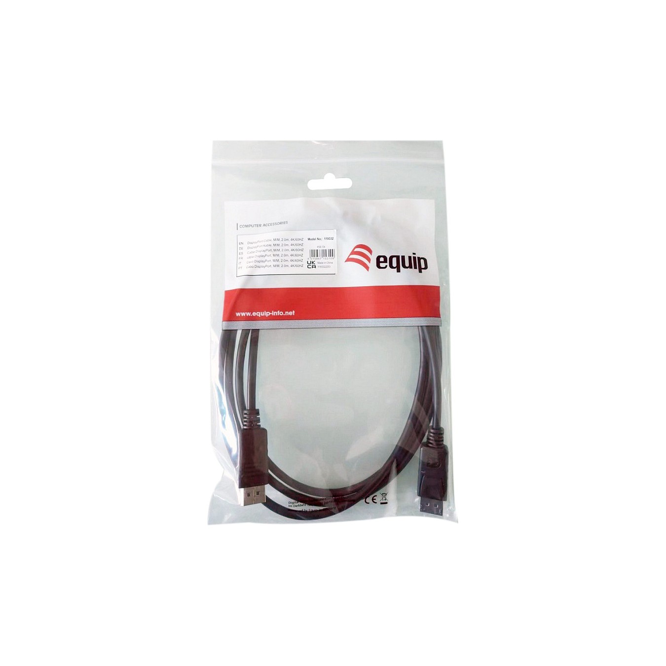 Buy Equip DisplayPort 1.2 St St 2.00m 4K 60Hz komp.HDCP schwarz Polybeutel in Cyprus, Nicosia, Limassol, Larnaka, Pafos