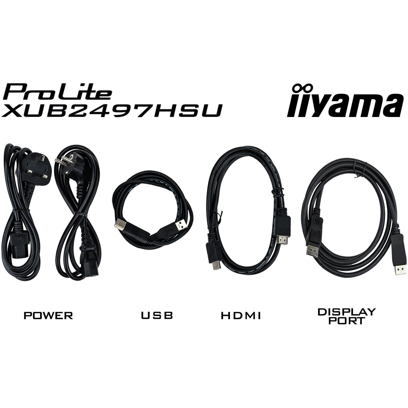 iiyama ProLite XUB2497HSU-B2 - 24-inch FHD IPS 100Hz 1ms USB-Hub HDMI & DP Speakers Height-Adjustable Pivot - Black