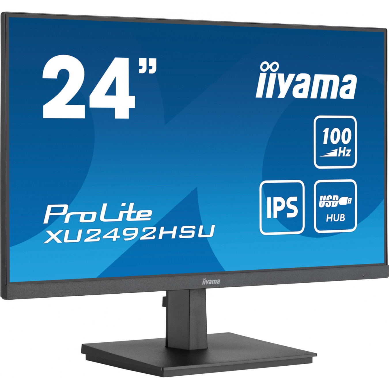 iiyama ProLite XU2492HSU-B6 - 23.8-inch IPS Full HD Monitor, 100Hz, HDMI+DP, 4x USB-A Hub, 2x2W Speakers, Black