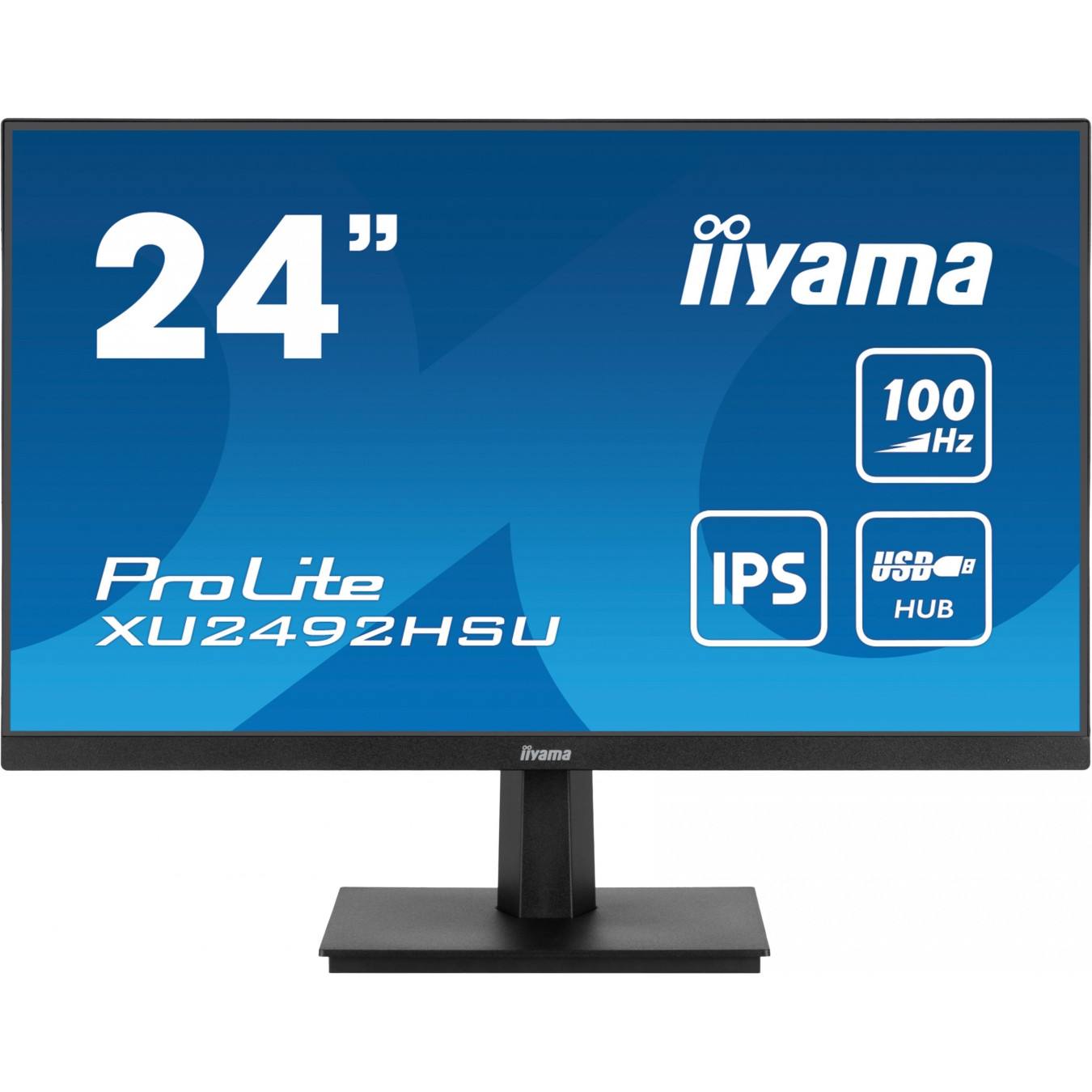 iiyama ProLite XU2492HSU-B6 - 23.8-inch IPS Full HD Monitor, 100Hz, HDMI+DP, 4x USB-A Hub, 2x2W Speakers, Black