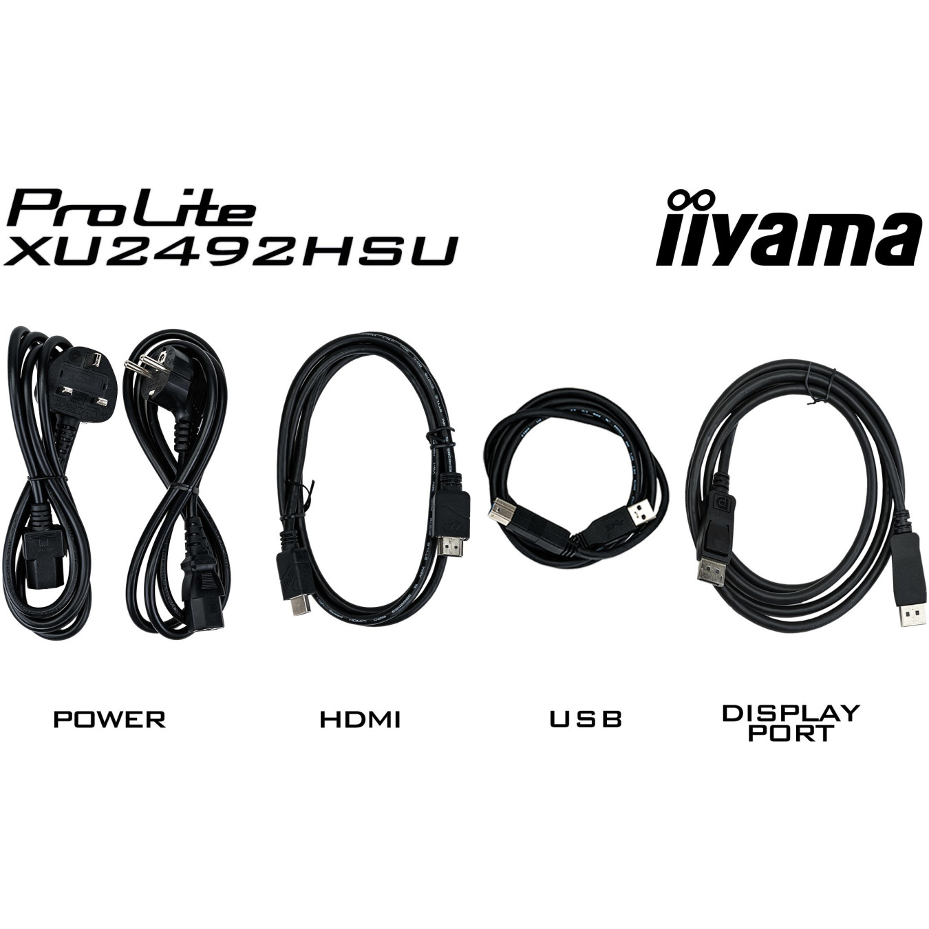 iiyama ProLite XU2492HSU-B6 - 23.8-inch IPS Full HD Monitor, 100Hz, HDMI+DP, 4x USB-A Hub, 2x2W Speakers, Black
