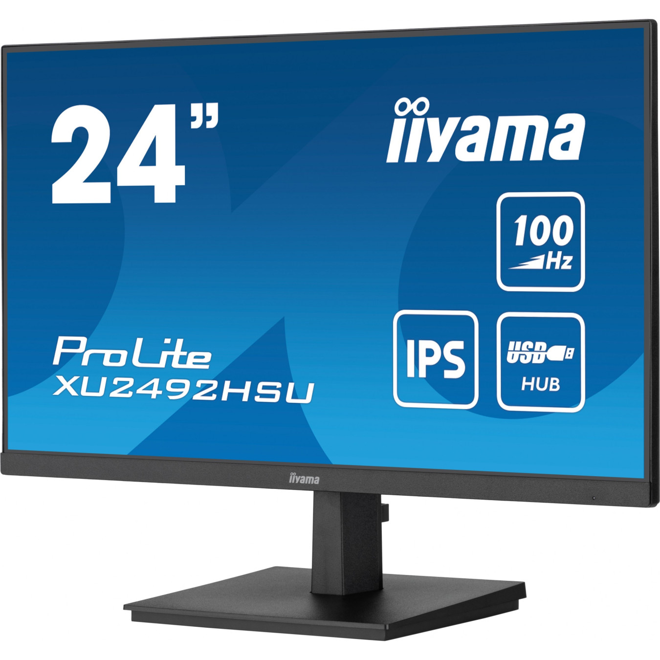 iiyama ProLite XU2492HSU-B6 - 23.8-inch IPS Full HD Monitor, 100Hz, HDMI+DP, 4x USB-A Hub, 2x2W Speakers, Black