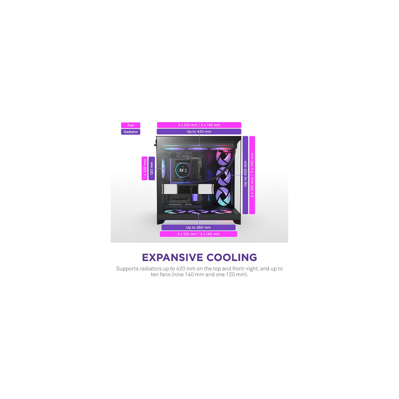 Buy NZXT H9 FLOW RGB+ (2025) All Black MidiTower CM-H92FB-P1 in Cyprus, Nicosia, Limassol, Larnaka, Pafos