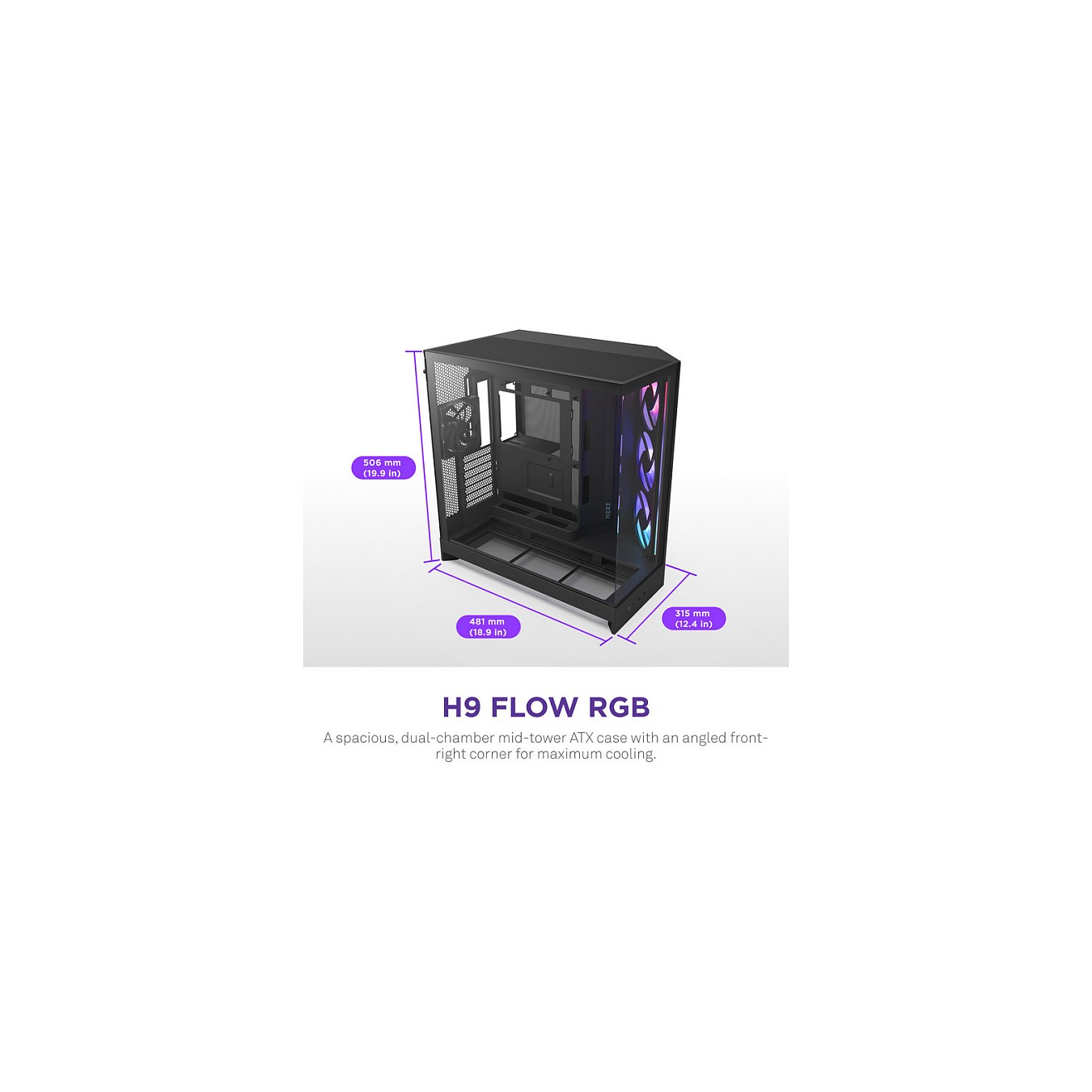 Buy NZXT H9 FLOW RGB+ (2025) All Black MidiTower CM-H92FB-P1 in Cyprus, Nicosia, Limassol, Larnaka, Pafos