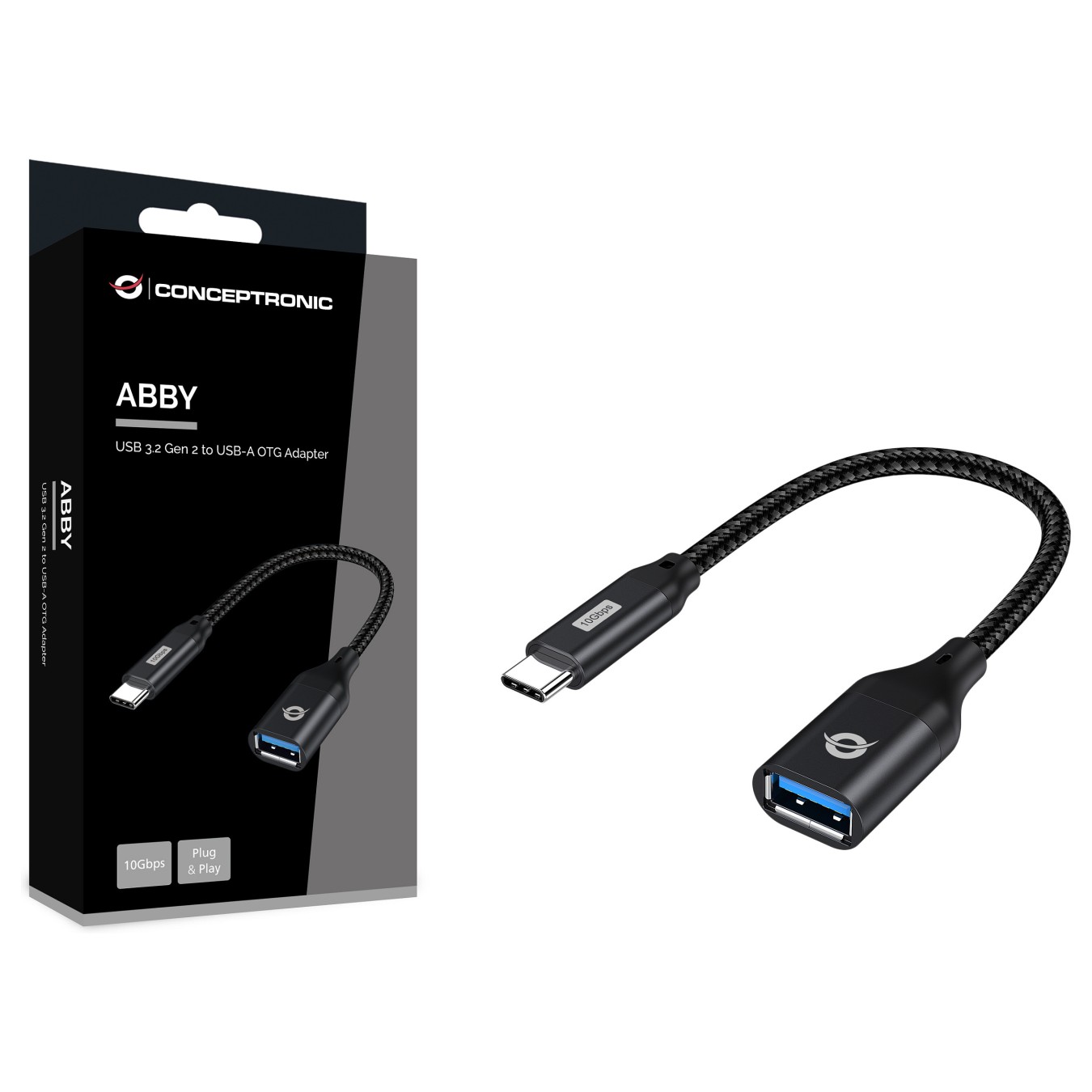 Buy CONCEPTRONIC Adapter USB-C3.2- to USB-A3.0 10Gbs 0.20m sw in Cyprus, Nicosia, Limassol, Larnaka, Pafos