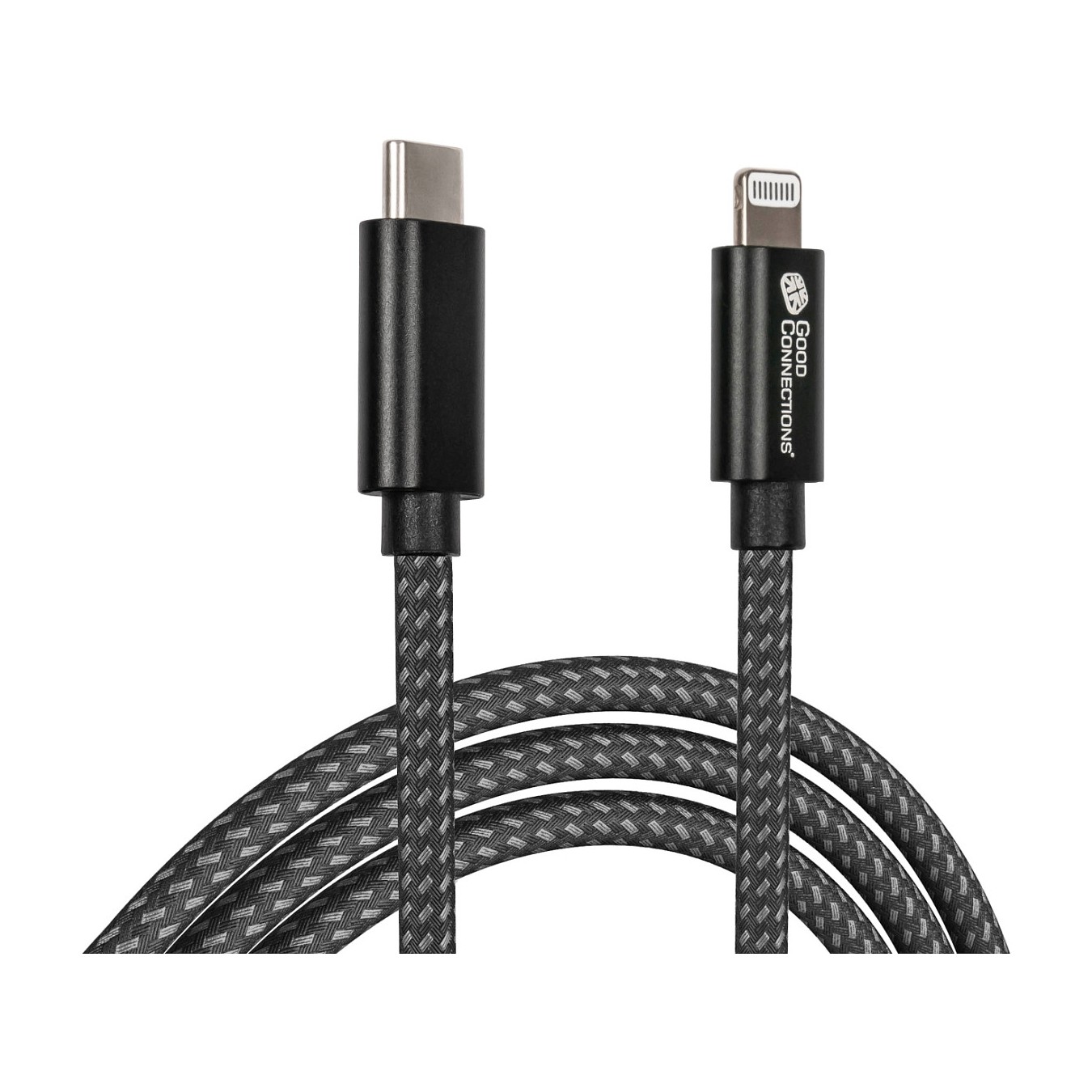 Buy GoodConnections USB-C 2.0 to Lightning (ST-ST) 0,5m Ladekabel Textilmantel 18W Schwarz in Cyprus, Nicosia, Limassol, Larnaka