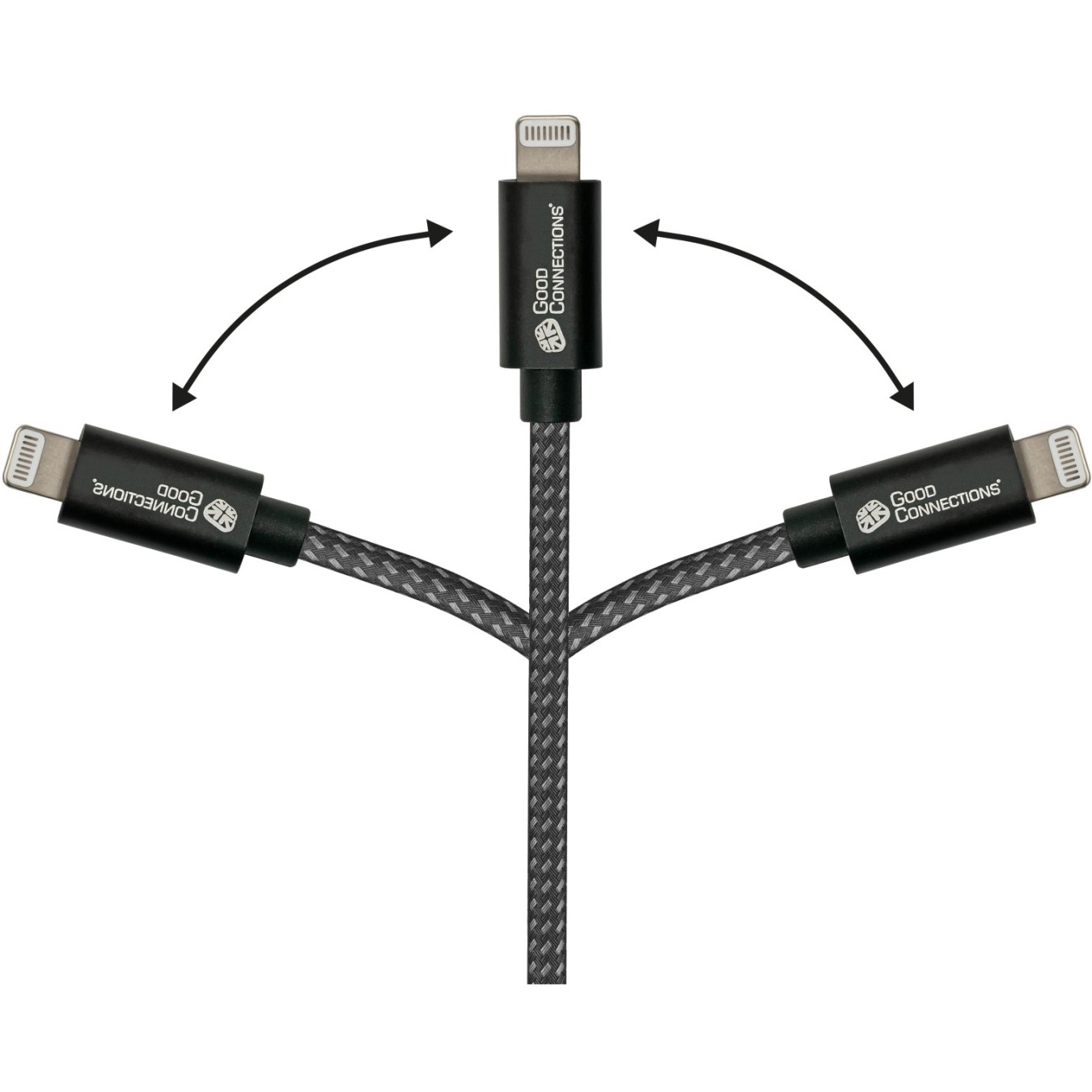 Buy GoodConnections USB-C 2.0 to Lightning (ST-ST) 0,5m Ladekabel Textilmantel 18W Schwarz in Cyprus, Nicosia, Limassol, Larnaka