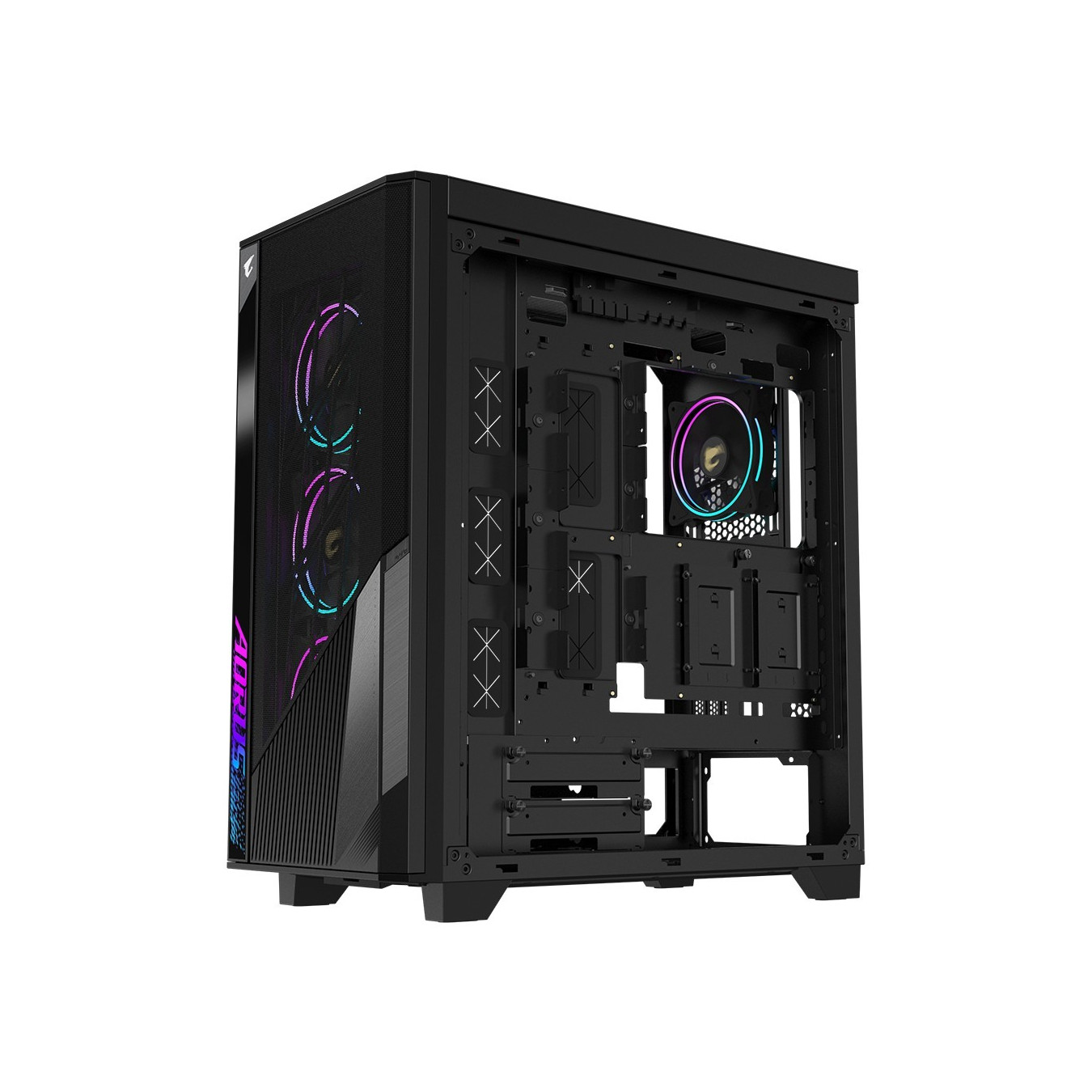 GIGABYTE GB-AC500G - Mid Tower PC Case, Black, Tempered Glass, 4x Fans, E-ATX/ATX/mATX/ITX, USB-C