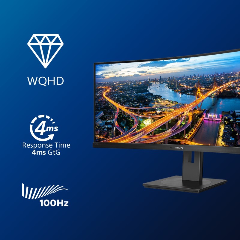 Buy Philips 346B1C - 34-inch Curved UWQHD (3440x1440) VA 100Hz 4ms, USB-C PD 90W... in Cyprus, Nicosia, Limassol, Larnaka, Pafos