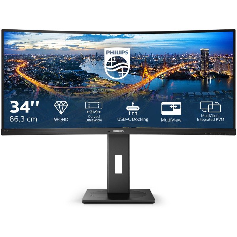 Buy Philips 346B1C - 34-inch Curved UWQHD (3440x1440) VA 100Hz 4ms, USB-C PD 90W... in Cyprus, Nicosia, Limassol, Larnaka, Pafos